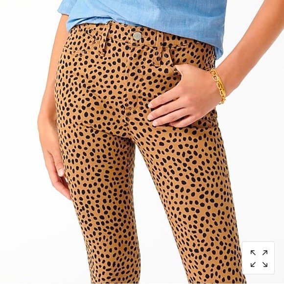 J Crew Denim 9” High Rose Toothpick Skinny Jeans in Leopard Print size 29!